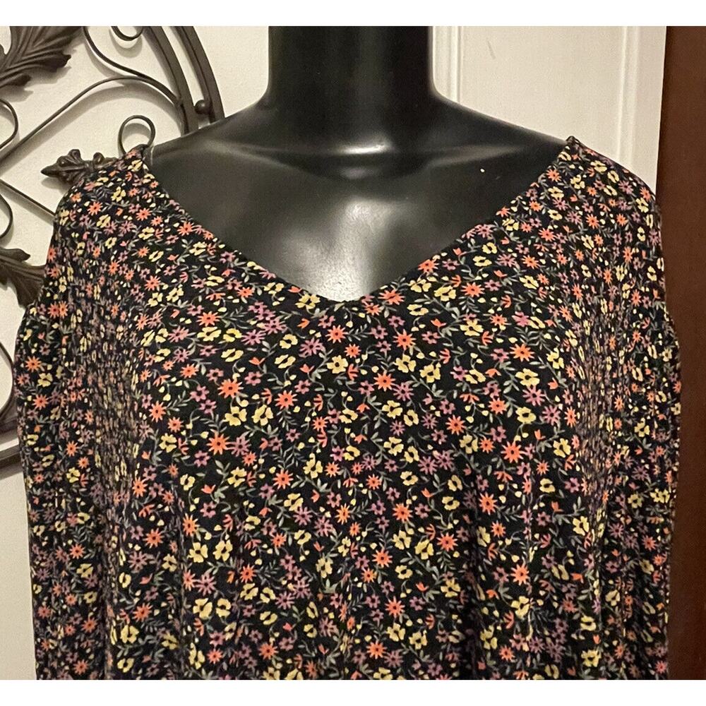 Size 3X Adrianna Papell Balloon 3/4‎ Sleeve Multicolored Floral Print Womens Top - Picture 6 of 9